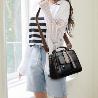 Túi xách nữ, túi đeo chéo da gạo cỡ lớn nhiều ngăn dây đeo bản to K656