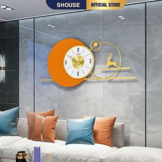 Đồng Hồ Trang Trí Kim Trôi Treo Tường Decor Shouse EA06 quartz phù hợp cho nội thất phòng khách cỡ lớn hiện đại
