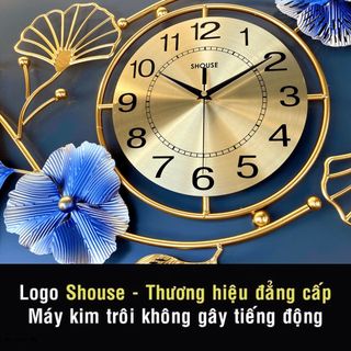 Đồng Hồ Treo Tường Trang Trí Decor Shouse DC22 quartz hoa mai vàng kim trôi hiện đại cỡ lớn