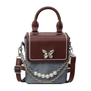 Túi xách nữ, túi đeo chéo đựng điện thoại dáng hộp vải bò mác nơ bươm K626