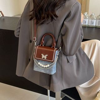 Túi xách nữ, túi đeo chéo đựng điện thoại dáng hộp vải bò mác nơ bươm K626