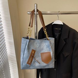 Túi xách nữ kẹp nách đeo chéo công sở vải bò tặng kèm móc treo gấu K647