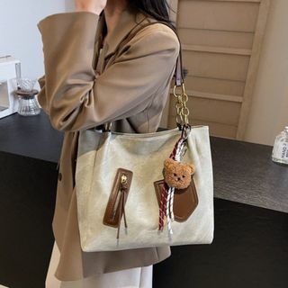 Túi xách nữ kẹp nách đeo chéo công sở vải bò tặng kèm móc treo gấu K647