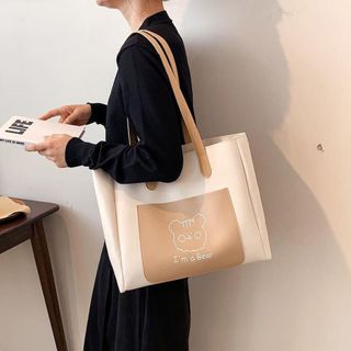 Túi xách nữ kẹp nách đeo chéo công sở gấu da mềm rộng có khóa kéo kèm gấu bông đựng vừa laptop K53