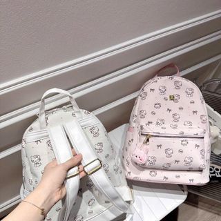 [Tặng thỏ bông] Balô đi học, balo đi chơi size 36 cm da PU in hoạt hình tặng kèm móc khóa thỏ K728