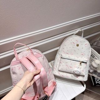 [Tặng thỏ bông] Balô đi học, balo đi chơi size 36 cm da PU in hoạt hình tặng kèm móc khóa thỏ K728