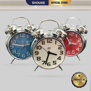 Đồng Hồ Để Bàn Báo Thức Inox kim trôi không gây tiếng động chuông to sang trọng hiện đại cao cấp hẹn giờ cho phòng ngủ