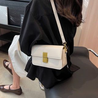 Túi xách nữ kẹp nách đeo chéo khóa vuông da trơn 3 ngăn cao cấp K540