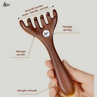LƯỢC MASSAGE GỖ ĐÀN HƯƠNG 1 ĐẦU CHẢI AL-14397