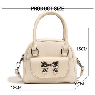 Túi xách nữ kẹp nách đeo chéo hai quai dáng bầu đính nơ bạc K462