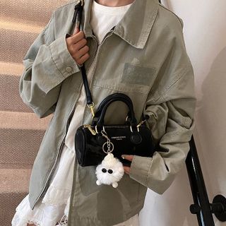 Túi xách nữ, đeo chéo đeo vai dáng trống in vân bóng sang trọng Tặng Charm gấu K720