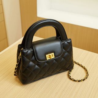 Túi xách nữ kẹp nách đeo chéo, đeo vai trần trám khoá vặn da nhăn bóng K386