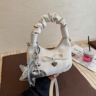 Túi xách nữ kẹp nách đeo chéo kẻ ô quai rúm tặng kèm móc khóa ngôi sao K765