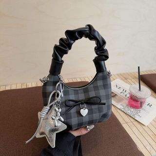 Túi xách nữ kẹp nách đeo chéo kẻ ô quai rúm tặng kèm móc khóa ngôi sao K765