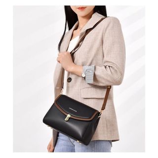 Túi xách nữ kẹp nách đeo chéo khoá bút 3 ngăn da trơn cao cấp K483