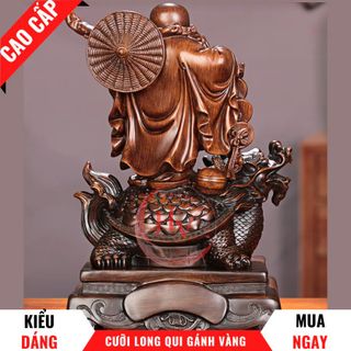 Tượng Phật Di Lặc Cưỡi Long Quy Trang Trí Phong Thủy Cao 23cm