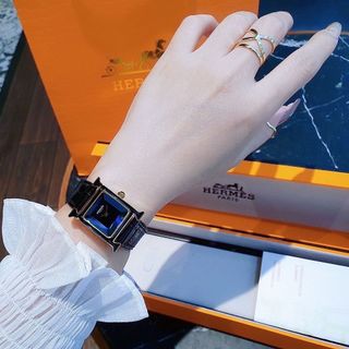 ĐỒNG HỒ NỮ CAO CẤP HERMET DÂY DA FULL ĐEN NIỀNG VÀNG MẶT KÍNH LỒI