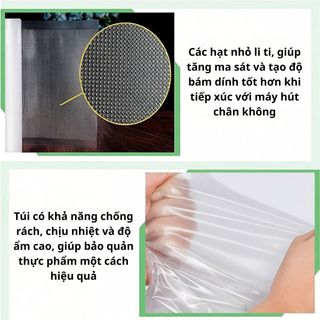Túi Hút Chân Không Một Mặt Nhám, Túi Đựng Thực Phẩm 1 Mặt Nhám, Size 15x20, 20x25