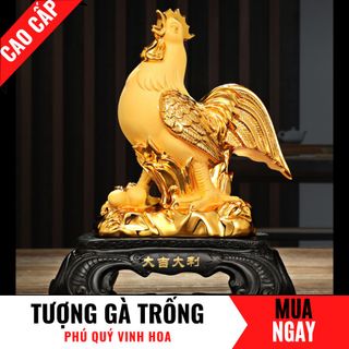 Tượng Gà Trống Con Giáp Phú Quý Bằng Vàng Cát Mỹ Nghệ Cao 28cm