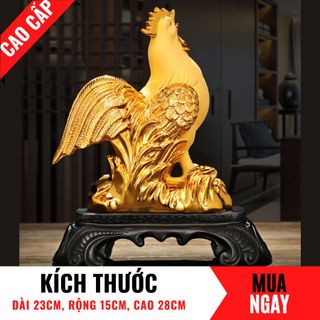 Tượng Gà Trống Con Giáp Phú Quý Bằng Vàng Cát Mỹ Nghệ Cao 28cm