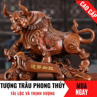 Tượng Trâu Con Giáp Tài Lộc Trang Trí Phong Thủy Cao 26cm