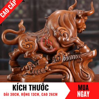 Tượng Trâu Con Giáp Tài Lộc Trang Trí Phong Thủy Cao 26cm