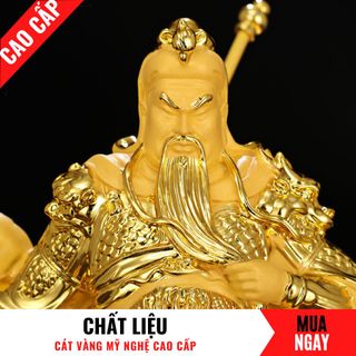 Tượng Quan Công Chiêu Tài Bằng Vàng Cát Mỹ Nghệ Cao 38cm