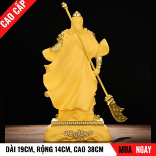 Tượng Quan Công Chiêu Tài Bằng Vàng Cát Mỹ Nghệ Cao 38cm