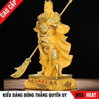 Tượng Quan Công Chiêu Tài Bằng Vàng Cát Mỹ Nghệ Cao 38cm