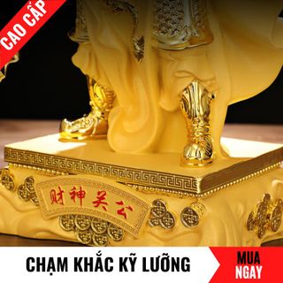 Tượng Quan Công Chiêu Tài Bằng Vàng Cát Mỹ Nghệ Cao 38cm