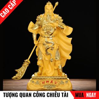 Tượng Quan Công Chiêu Tài Bằng Vàng Cát Mỹ Nghệ Cao 38cm