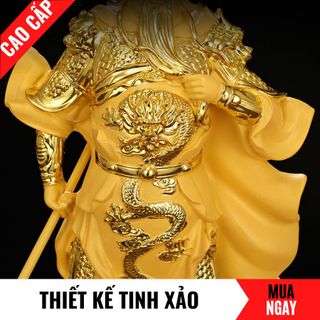 Tượng Quan Công Chiêu Tài Bằng Vàng Cát Mỹ Nghệ Cao 38cm