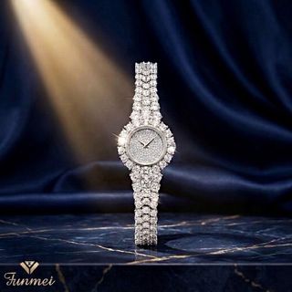 SET ĐỒNG HỒ NỮ CHÍNH NGẠCH FUNMEI F2064 FULL ĐÍNH ĐÁ CZ KÈM DÂY CHUYỀN FULLBOX HOÁ ĐƠN