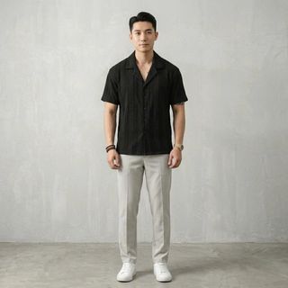 Sơ mi nam. Chất vải gân nổi độc đáo – tạo hiệu ứng sọc cực lạ mắt   Mềm – nhẹ – thoáng, mặc mát cả ngày, hợp mùa nóng.