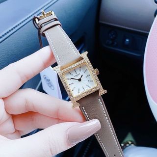 ĐỒNG HỒ NỮ CAO CẤP HERMET DÂY DA NIỀNG ĐÁ VÀNG