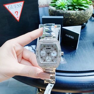 ĐỒNG HỒ NỮ CAO CẤP GUECC THÉP BẠC MẶT CHỮ NHẬT FULL ĐÁ