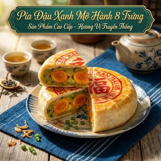 BÁNH PÍA ĐẬU XANH MỠ HÀNH SIÊU TO, ĂN LÀ PHÊ 600G - WINNIE HOUSE