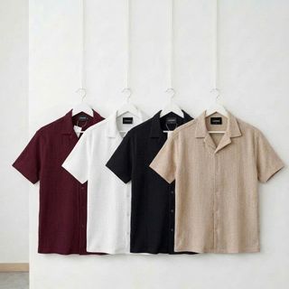 Áo sơ mi nam. Chất cotton vải dệt vân dọc nổi tinh tế.