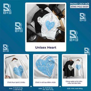 Áo Thun Unisex Heart Form Rộng Nam Nữ Thun Lạnh Co Giãn 4 Chiều In Nổi Cá Tính