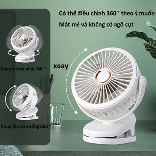 QUẠT TÍCH ĐIỆN MINI KẸP BÀN CÓ ĐÈN (T40)