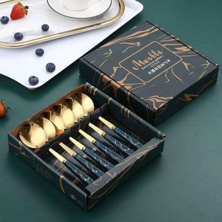 SET 6 THÌA CÁN SỨ MẠ VÀNG CAO CẤP (T200)