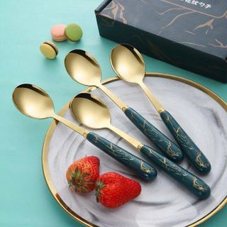 SET 6 THÌA CÁN SỨ MẠ VÀNG CAO CẤP (T200)