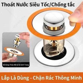 Bộ Nắp Đậy Lỗ Thoát Nước Lavabo Chống Hôi - Nút Nhấn Xả Có Rọ Lọc Rác Lõi Đồng Cao Cấp (33-40mm)