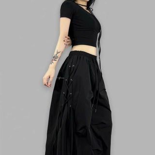 Quần nữ ống rộng vải dù thời trang