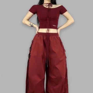 Quần nữ ống rộng vải dù thời trang