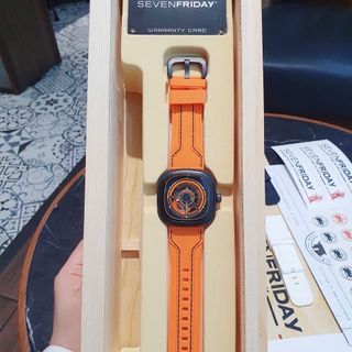 ĐỒNG HỒ NAM SIÊU CẤP 7FRIDAY MÁY CƠ MÀU NÂU VÀ CAM TẶNG KÈM DÂY FULLBOX