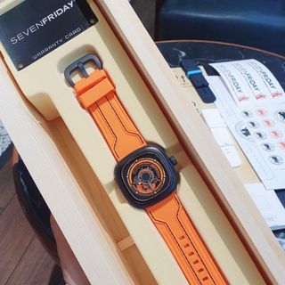 ĐỒNG HỒ NAM SIÊU CẤP 7FRIDAY MÁY CƠ MÀU NÂU VÀ CAM TẶNG KÈM DÂY FULLBOX