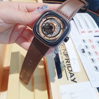 ĐỒNG HỒ NAM SIÊU CẤP 7FRIDAY MÁY CƠ MÀU NÂU VÀ CAM TẶNG KÈM DÂY FULLBOX