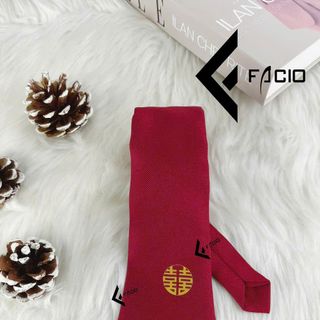 Cà vạt cưới tự thắt Facio Shop vải sẹc poly bản lớn C68