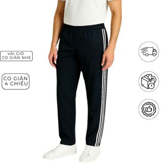 Quần dài nam thể thao 3 sọc ống xuông vải gió 1 lớp co giãn nhẹ thích hợp gym,running,chạy bộ boy phố